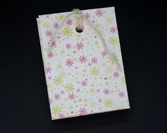 Pink and Green Colorburst, recycled, upcycled note pad, scratch pad, jotter, mini notebook, unlined pages, pocket size, planner, to do lists