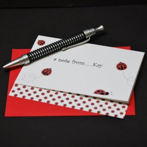 Ladybug Love, cartes de correspondance personnalisées et personnalisées, lot de 6 cartes de vœux