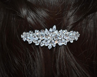 Silver Rhinestone Hair Clip: Bridal Wedding Accessory (2.5 