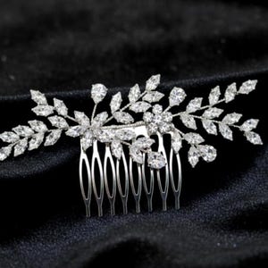 Swarovski Crystal feather bridal hair comb Swarovski Crystal Feather Hair Comb | Peacock Accessory main image 4