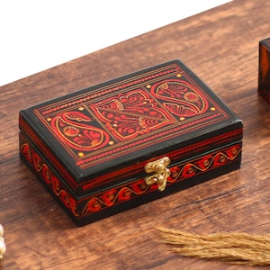 Piccola scatola dei ricordi in palissandro, elegante contenitore per monete o contanti, scatola di legno fatta a mano, regalo perfetto per San Valentino per lei