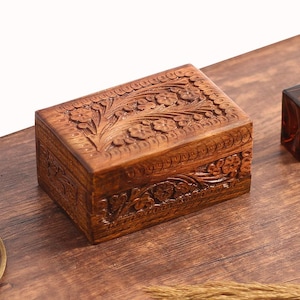 Handmade Hidden Lock Box Secret Lock Treasure Box Hidden Compartment Secret Opening Puzzle Box Wood Vintage Cash Box for Kids