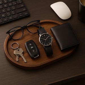 Personalized Handcrafted Valet Tray Custom Catchall Desk Organizer for Men Decorative Rosewood Tray Gift for Dad or Husband