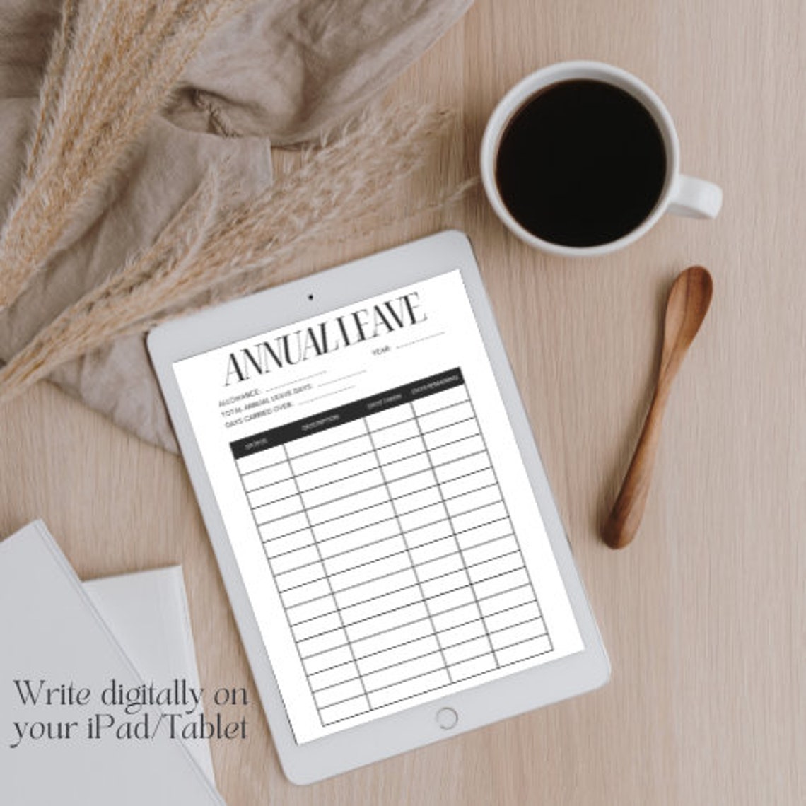 Editable Annual Leave Tracker Printable Holiday Tracker Work Leave Log ...