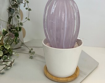 hand-blown lavender purple glass catcus