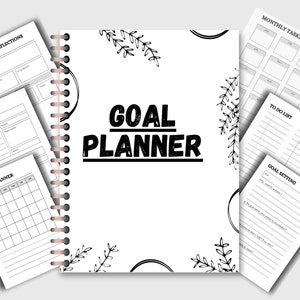 15-Page Goal Planner - Editable Canva Template - Downloadable Monthly Planner