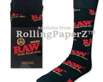One Pair of RAW Rolling Papers Black Socks Fits: US Size 10-13 (EU 42-46)