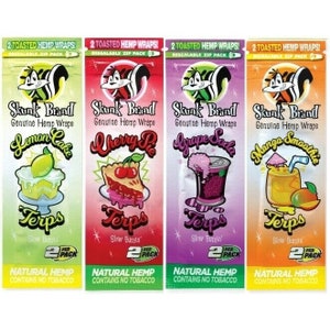 SKUNK TERPS SAMPLER Terpene Flavored Herbal Wraps 4 Packs/ All Flavors/ Slow Burn