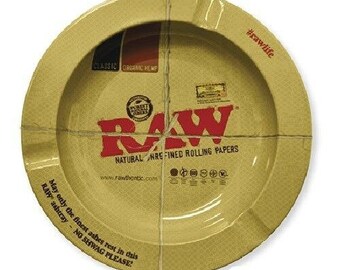RAW Rolling Papers Round Metal Ashtray - Size: 5.5” X 5.5” X .7”
