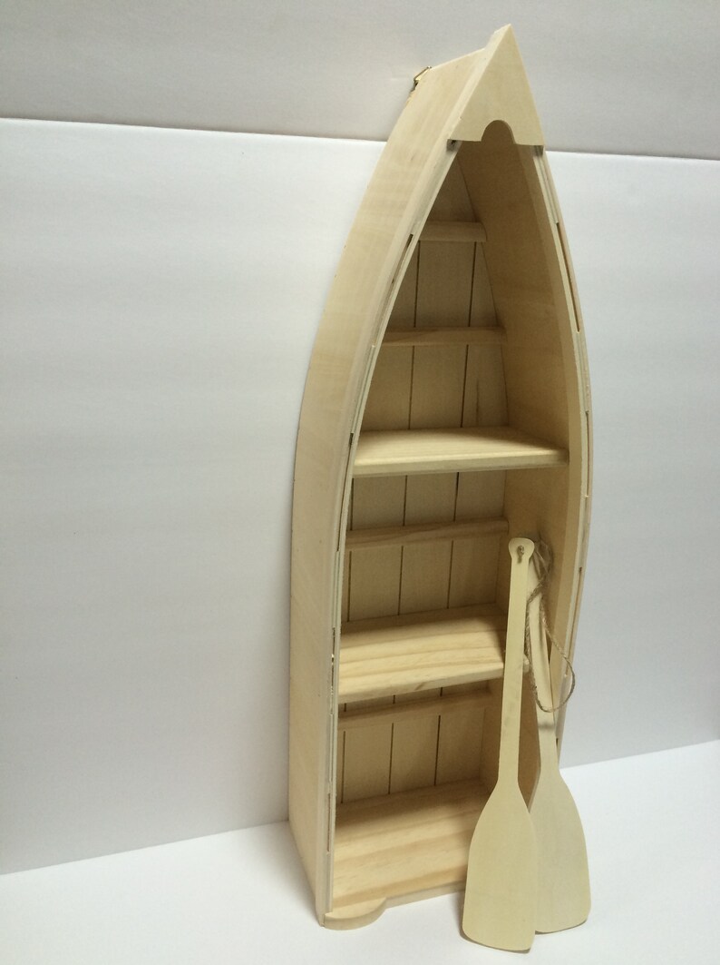 Unfinished Wooden Boat Shelf with Oars Etsy