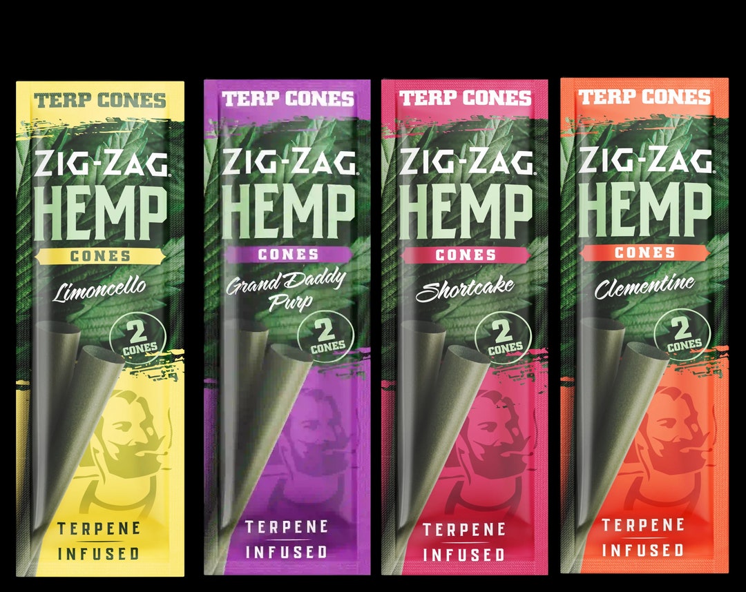 Zig Zag Terp Cones Prerolled Ready to Fill Four Packs/ 2 per Pack/assorted Flavors Limoncello