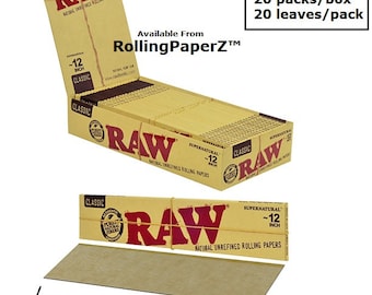 New! Sealed Box (20 Packs) RAW 12 Inch Long "SUPERNATURAL" Giant Rolling Papers