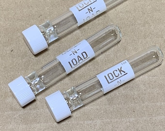 THREE x 'Lock N Load' "WHITE CAPS" Glass Chillum Pipes w/Cap 9mm x 3"