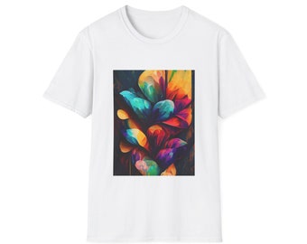 Unisex Colorful Abstract Flower Oil Paint Styled T-Shirt