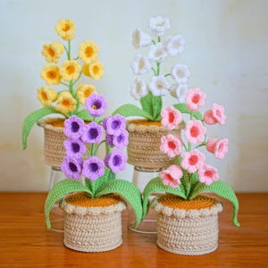 Crochet Lily of the Valley Light, Handmade Knitted Flower in Pot, Personalized Mother&#39;s Day Gift, Birthday Gift, Home Decor, Gift for Her