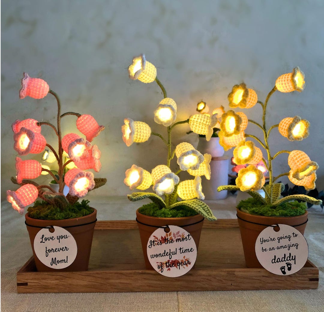 Crochet Lily of the Valley Night Light,handmade Knitted Flower