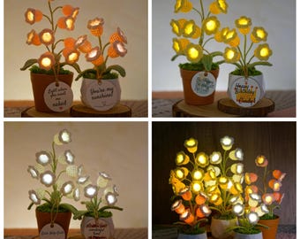 Gehäkelte Maiglöckchen, personalisierte gestrickte Lilienlampe, Muttertagsgeschenk, Valentinstag, Geburtstagsgeschenk, handgemachte Blumen für Liebhaber