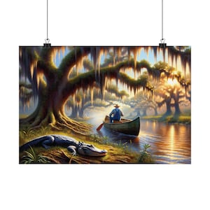 Swamp with alligator picture, Louisiana swamp wall hanging, Florida swamp wall hanging, Florida alligator wall decor, Louisiana wall decor