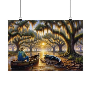 Swamp with alligator picture, Louisiana swamp wall hanging, Florida swamp wall hanging, Florida alligator wall decor, Louisiana wall decor