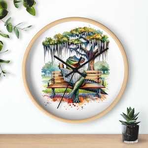 Wall Clock Alligator Wall clock Cafe decor Louisiana wall decor New Orleans home decor New Orleans watercolor art Cajun cafe wall art