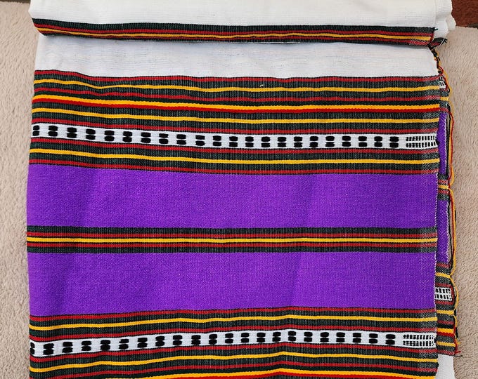 Wide Habesha Cotton Netela/scarf(105), Hand-made cotton shawl, Cotton Scarf with purple-brown patterned thread decor