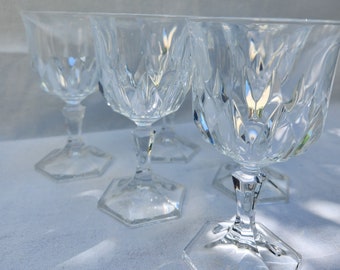 6 verres à pied en cristal d'Arques modèle Chaumont, H : 13,5cm. Vintage français.