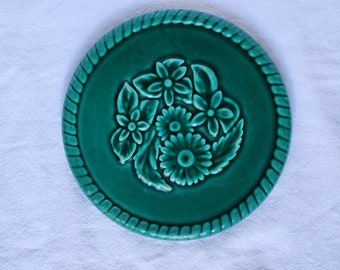 Sottopentola in ceramica antiscivolo verde. Annata 1950