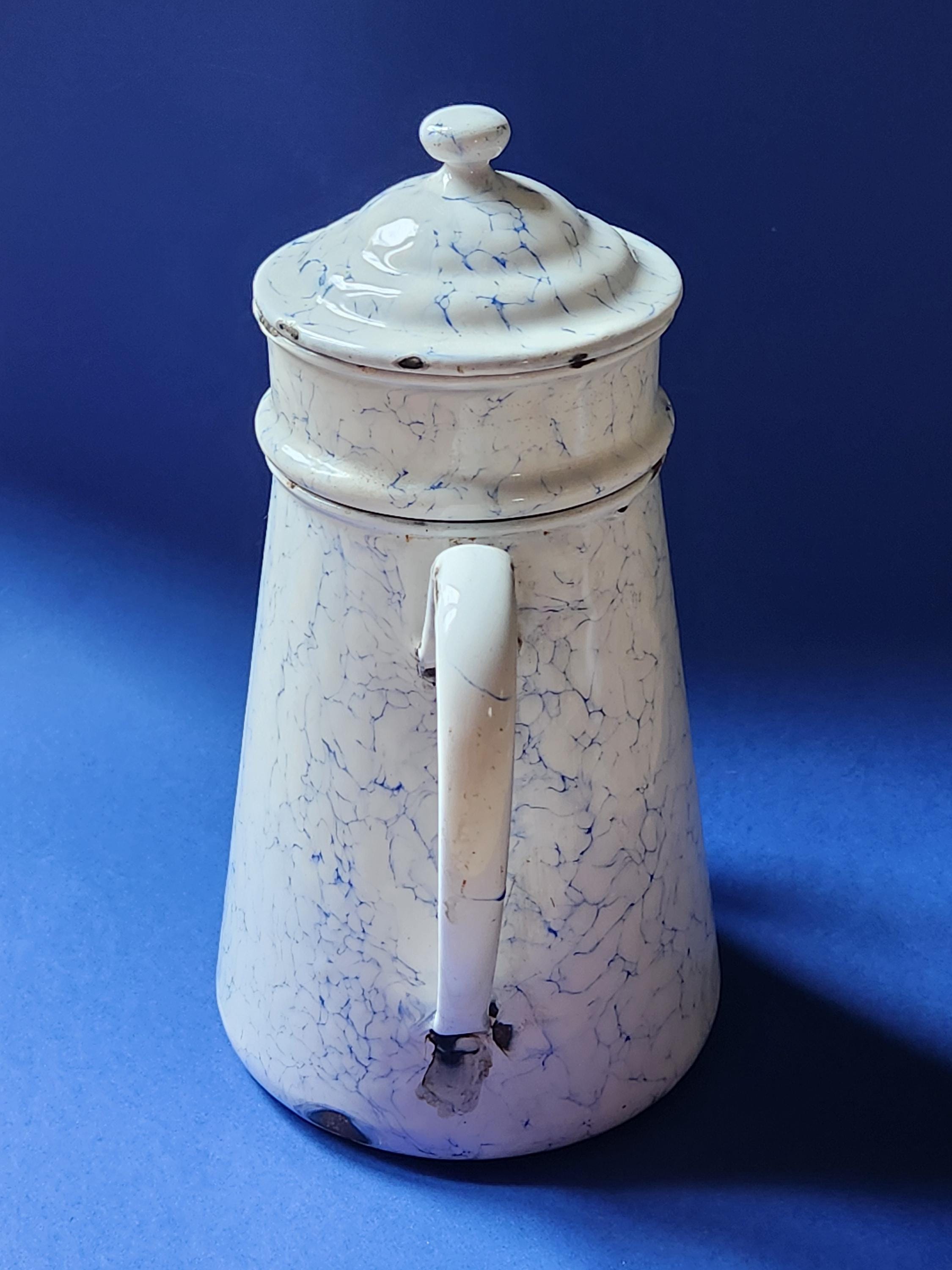 ヴィンテージの大理石模様のエナメルコーヒーポット（1930年） - Etsy 日本