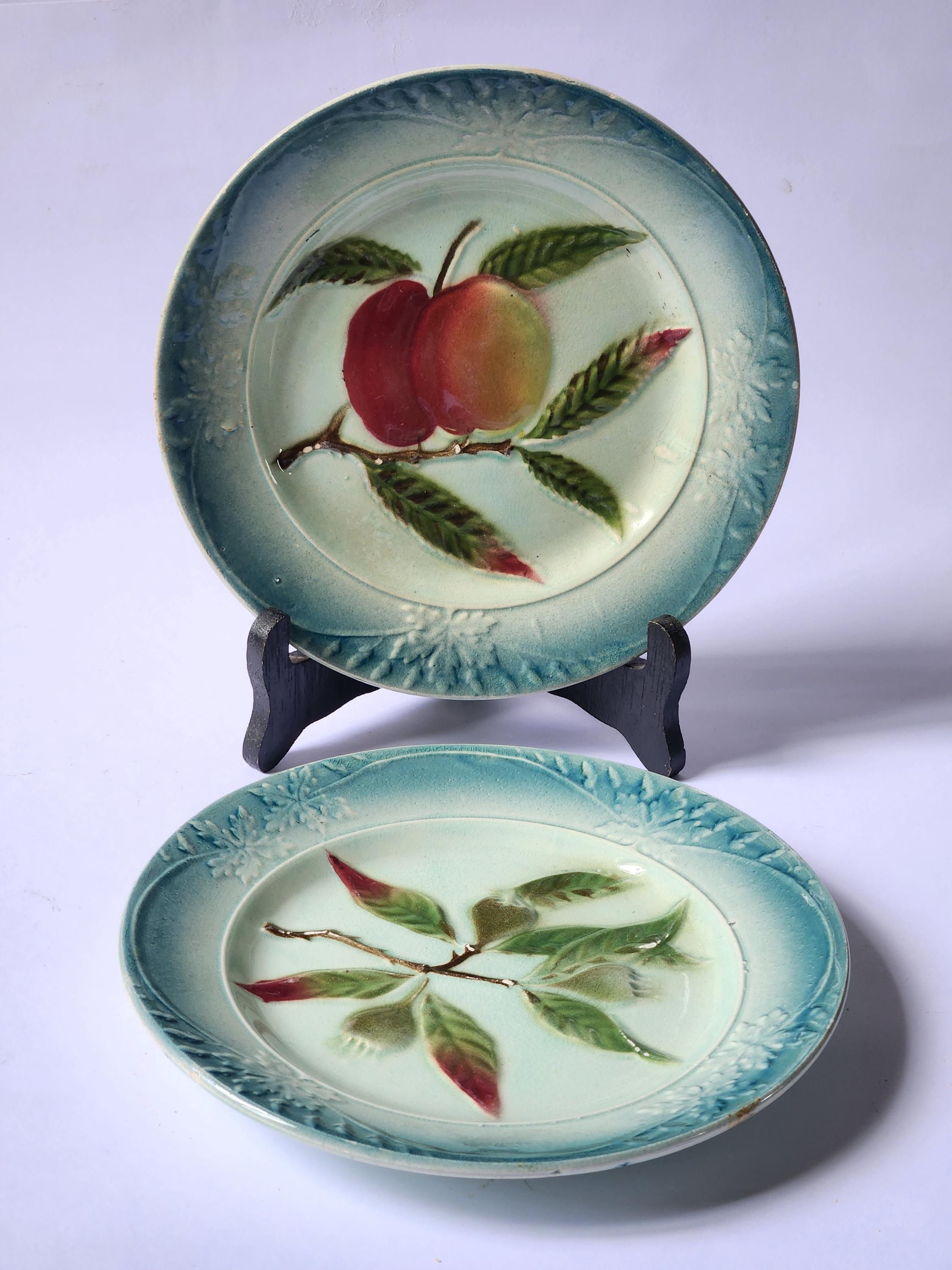 Assiette Ancienne Faïence St Clément - Motif Jardinière Avec Bouquet De Fleurs, XIXe Siècle, 23 Cm