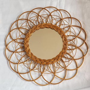 Vintage rattan sun mirror