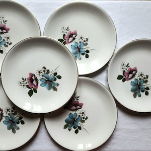 6 old earthenware plates from the French manufacturer LUNEVILLE BADONVILLER, Floréal model. Vintage.