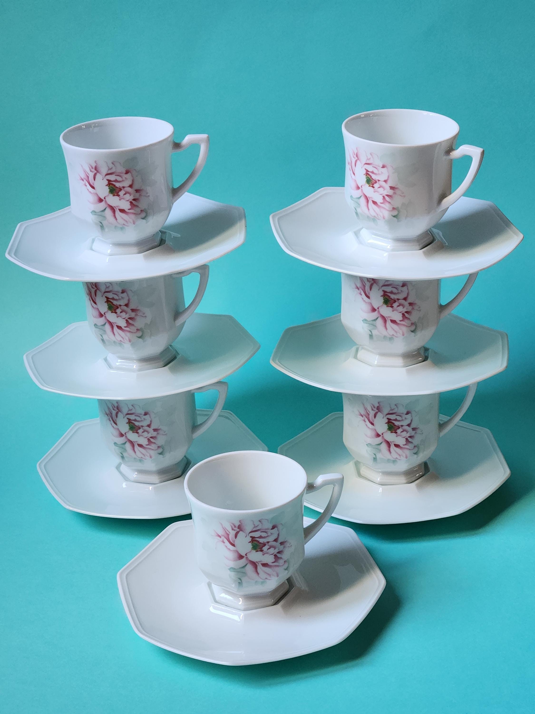 Service à thé ou café Limoges Anc. Fabrique Royale doré original Art Déco 6 personnes