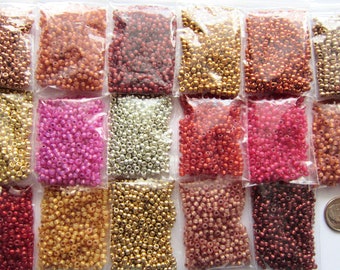 17 Colors MIYUKI 8/0 SEED BEADS - From Fusion Beads in Original 2" x 1.5" Plastic Bags - Total Weight = 6 Ounces