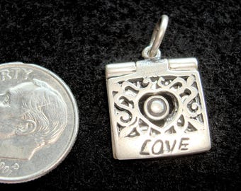 STERLING SILVER 925 - Love LOCKET - 13mm, excluding Loop - Opens - Delightful!