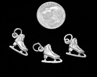 3 STERLING SILVER ICESKATE Charms - 20mm x 10mm with 5mm Jump Ring