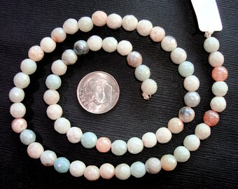6mm AMAZONITE  Beads - 15" Strand - Faceted - 62 Assorted Beads