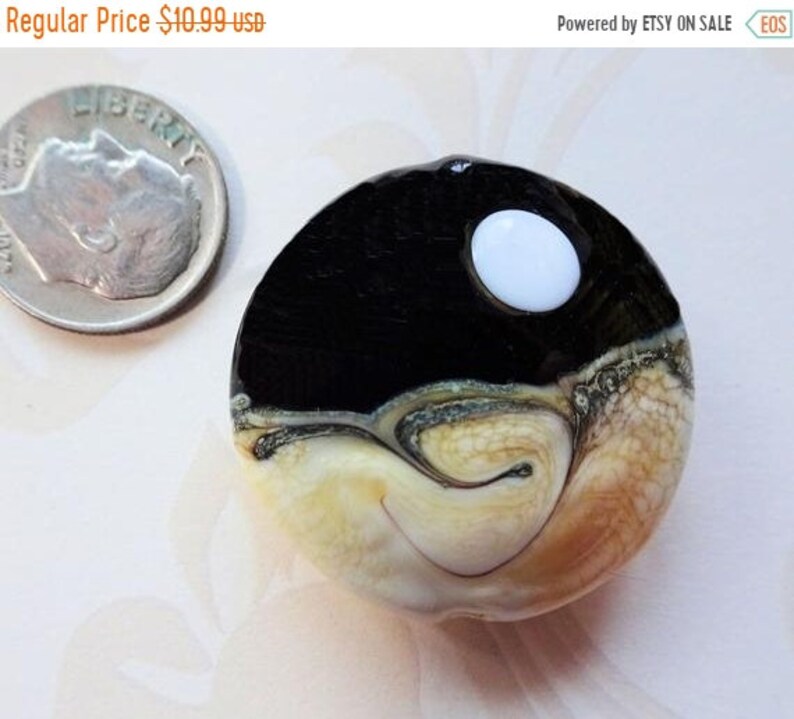 CLEARANCE FULL /& CRESCENT Moon Focal Bead by 2 Women on Fire Artisan Lampwork 30mm
