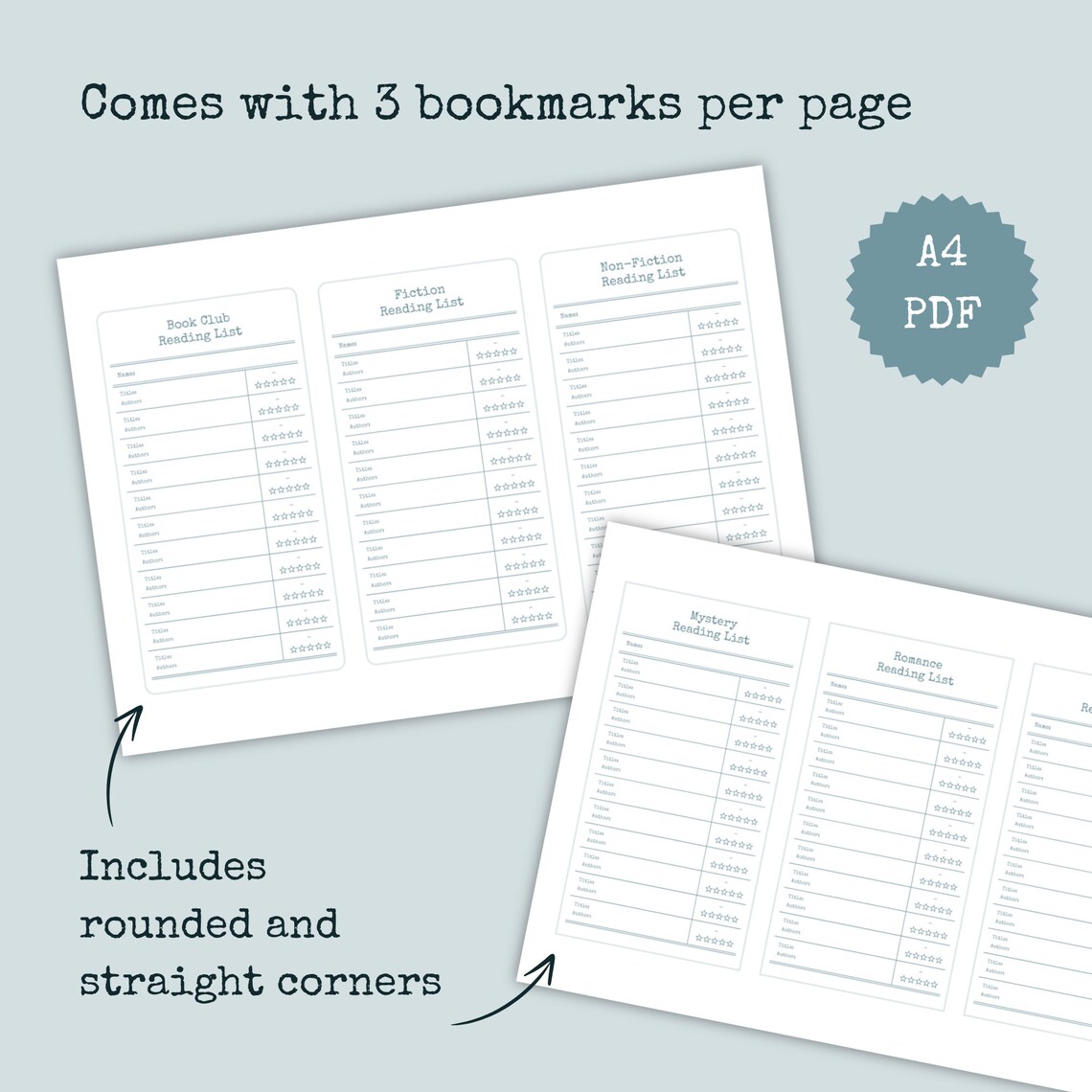 Printable Reading Lists by Genre Bookmarks | Wider Rows for Recording ...