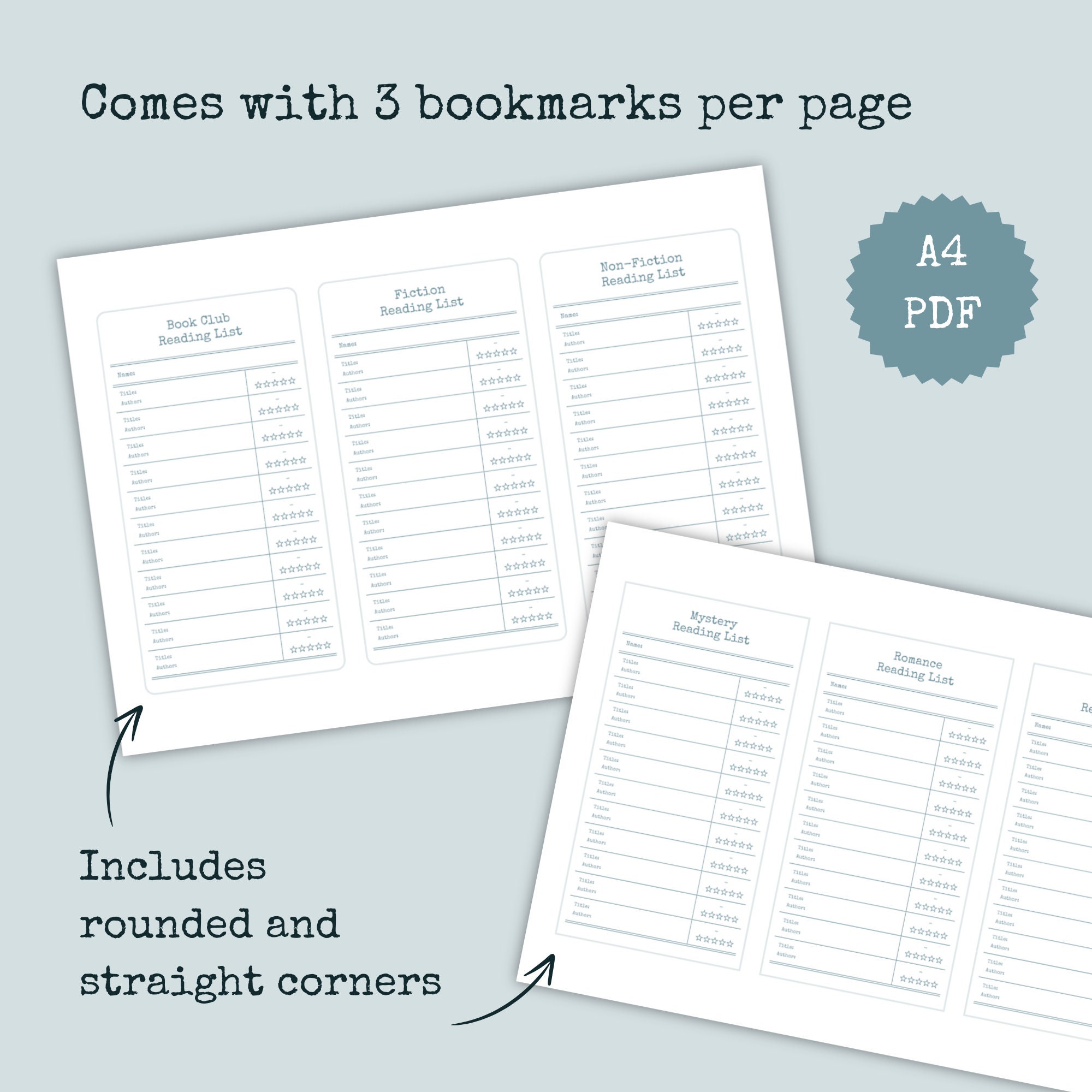 Printable Reading Lists by Genre Bookmarks | Wider Rows for Recording ...