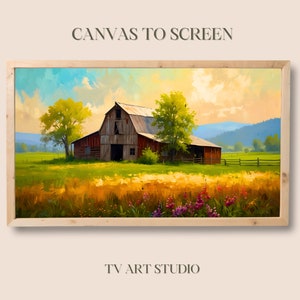 Frame TV Art - Arte digitale rustica del fienile della fattoria - Calmante bellissimo cielo - Arte TV per Samsung Frame Tv - Sfondo TV 4K - Download digitale