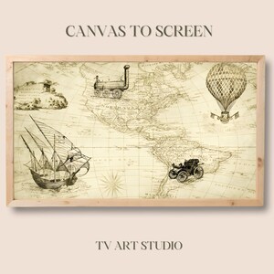 Frame TV Art - Antiken Stil Weltkarte - Reise Themed - Tv art für Samsung Frame TV - 4K TV Hintergrundbild - Digitaler Download