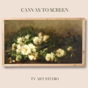 Sztuka na Twój telewizor – Elegancka biała kompozycja kwiatowa – Grafika na telewizor Samsung Frame – Tapeta na telewizor 4K – Wygaszacz ekranu – Pobieranie cyfrowe
