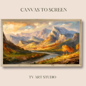 Fall Mountain River Scene Landscape - Digital Art for Frame TV - JPG Instant Digital Download - 4K TV Wallpaper - Screen Saver