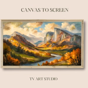 Tranquil Fall Valley Mountain River Scene - Digital Art for Frame TV - JPG Instant Digital Download - 4K TV Wallpaper - Screen Saver