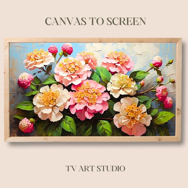 Vibrant Lantana Floral Delight Digital Art - Samsung Frame TV Art - Instant Download