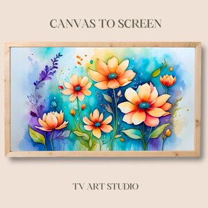 Frame TV Art - Whimsical Watercolor Spring Wildflowers Painting - TV Art for Samsung Frame Tv  - 4K TV Wallpaper - Digital Download