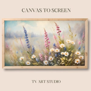 Art For Your TV - Calming Field of Wildflowers Painting - Tv art for Samsung Frame TV - 4K TV Wallpaper - Screen Saver - Digital Download
