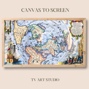 Frame TV Art - Antiken Stil Weltkarte - Weltkugel - Tv art für Samsung Frame TV - 4K TV Wallpaper - Digitaler Download