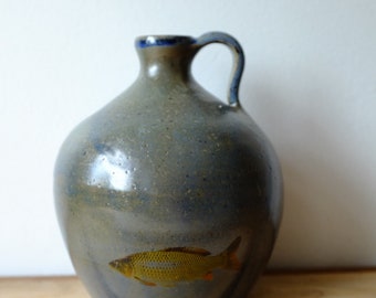 Small Wood Fired Jug With Fish Decoration