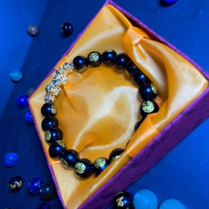 Lucky 18k Gold Medium Pixiu Piyao 2 Money ball Black Onyx with golden coins